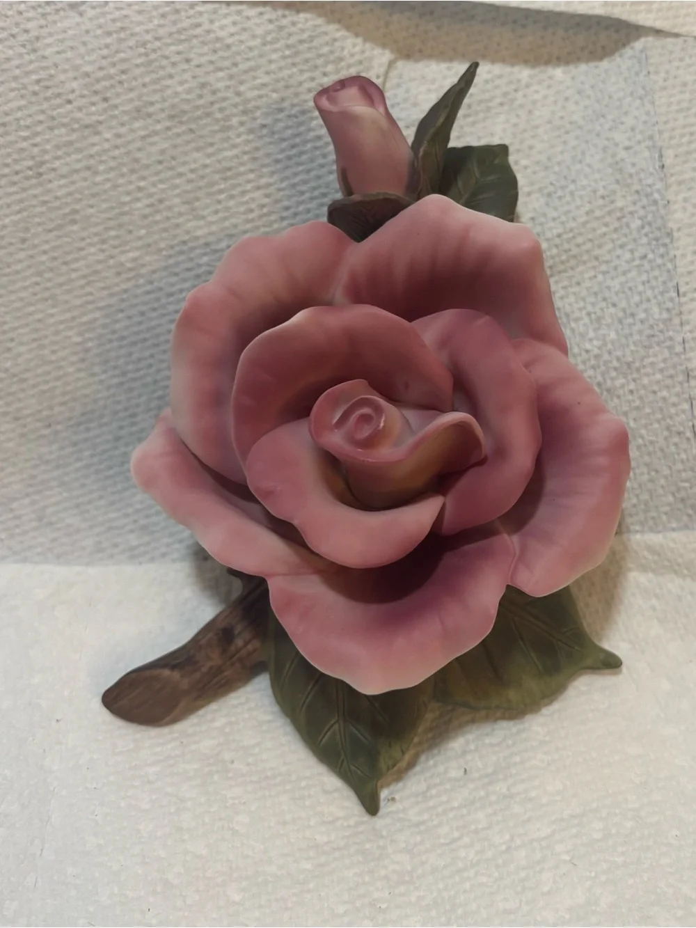 Teleflora Accents Hand-Painted Porcelain Pink Rose Figurine